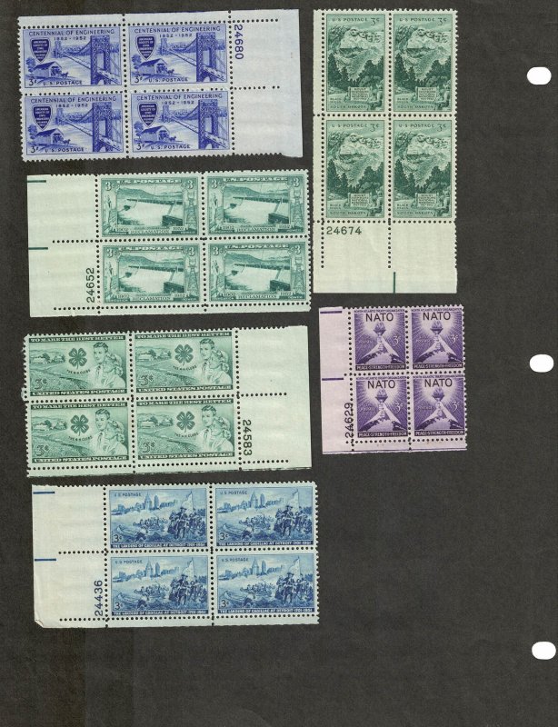 Plate Blocks, Scott # 1000-1012, MNH, Cat = $ 6.00, Lot 250137 -06