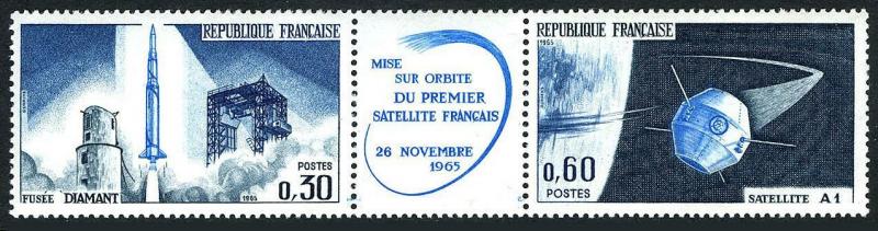 France 1137-1138a block/2 pairs,MNH. Michel 1530-1531.French satellite A-1,1965