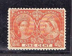 Canada-Sc#51-Unused 1c orange-QV Diamond Jubilee-og- hinge remnant -1897-Cdn179-