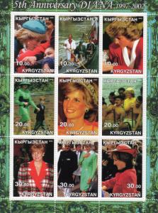 Kyrgyzstan 2002 Diana Princess 5th.Anniversary of her Death 1997-2002 Sheetlet