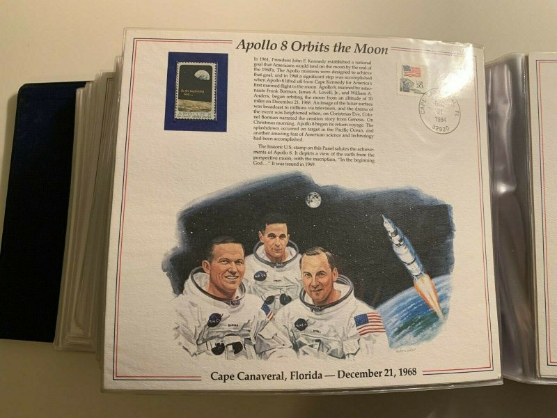 the history of American stamp panel: Apollo 8 Orbits the Moon