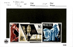 Malta, Postage Stamp, #364-366 Mint Hinged, 1967 Apostles (AB)