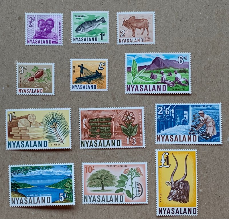 Nyasaland Protectorate 1964 Definitive Scenes, MNH. Scott 123-134, CV $21.75