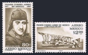 Mexico C325-C326, MNH. Mi 1233-1234. Mexican airmail flight Pachuca-Mexico, 1967