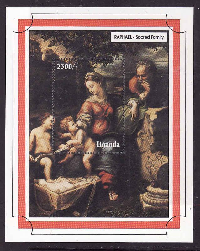 Uganda-Sc#1173-unused NH sheet-Christmas-Art-Paintings-Raphael-1993-