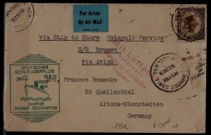 USA Catapult cover 30.8.34 Bremen-Southampton