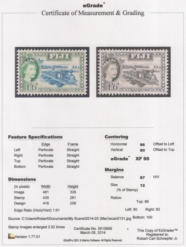 Fiji #157  1sh6p Loading Copra, mint OG NH EGRADED XF 90 XXF