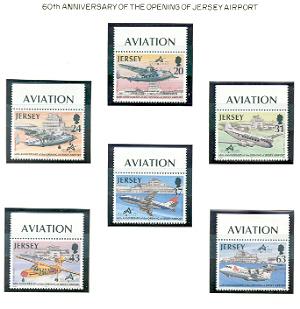 Jersey  Sc 790-5 1997 60th aniv Airport Airplanes stamp set mint NH