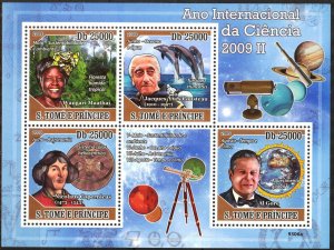 Sao Tome and Principe 2009 Sciences Inventions (2) Copernicus Cousteau Sh. MNH