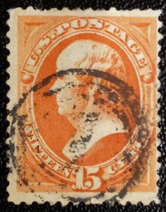 US Scott #163 Used F-VF W/Secret Mark (1873):