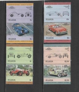 ST. LUCIA #653-656 1984 AUTOMOBILES PAIRS MINT VF NH O.G