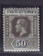 Straits Settlements-Sc#164- id13-unused og LH 50c KGV-1914-light diagonal gum be