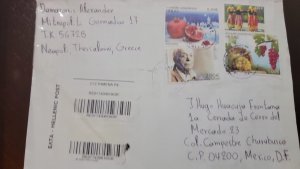 C) 2015. GREECE. CHARACTER. FRUIT. TRADITIONS. ENVELOPE SENT TO MEXICO. XF