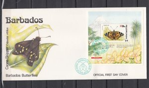 Barbados. Scott cat. 811. Painted Lady Butterfly s/sheet. First day cover. ^