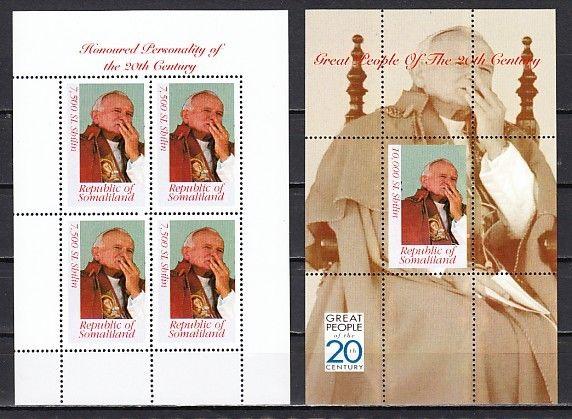 Somaliland, 2000 issue. Pope John Paul II on 2 sheets