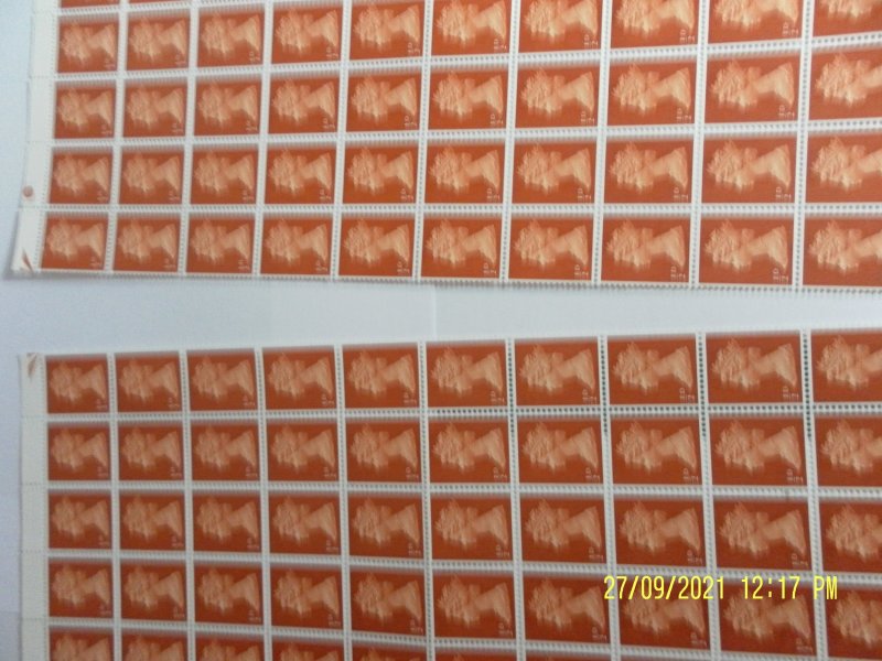 GB 1/2 d COMPLETE STAMP SHEET,  240 stamps,  'Queen Elizabeth II', ...