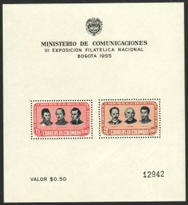 1955 Columbia souvenir sheet 7th Congress of Postal Union MNH Sc# C278a CV $30.