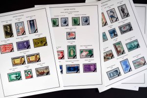 COLOR PRINTED U.S.A. 1920-1965 STAMP ALBUM PAGES (66 illustrated pages)