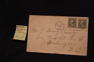 Scott US 525 (x2) on cover Charlotte NC to Wash.DC (#664)