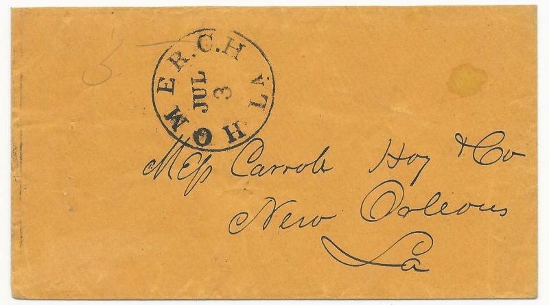 CSA Cover Homer, LA CDS Paid 5 July 23 (1861) Carroll Hoy & Co Correspondence VF 