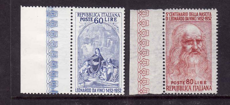 Italy-Sc#601a,601b -unused NH-Leonardo da Vinci-1952-