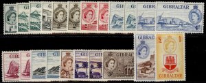 GIBRALTAR QEII SG145-158, 1953-59 complete set, LH MINT. Cat £350.