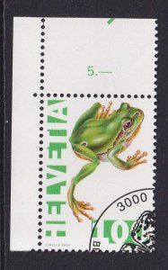 Switzerland  #952  cancelled 1995  endangered species 100c green tree frog