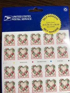 Scott#3274-VICTORIAN LOVE- Booklet of 20 Stamps - MNH-1999-US