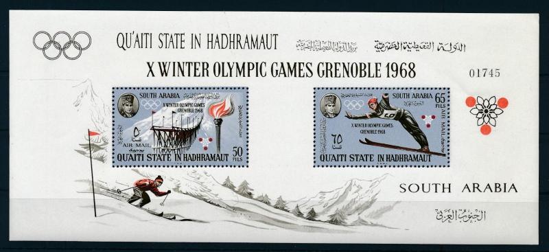 [95542] Aden Qu'aiti State Hadhramaut 1967 Olympic Games Grenoble Ski Sheet MNH