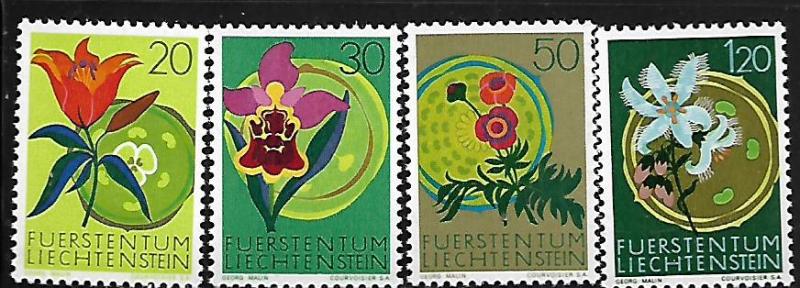 LIECHTENSTEIN, 466-469, MNH, NATIVE FLOWERS