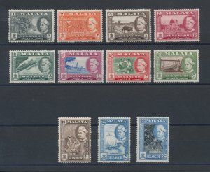 1957-61 Malaysian States SELANGOR - SG 116/27 set of 11 MNH** (missing #122)