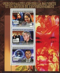 Celebrities Stamp Angelina Jolie George Clooney Leonardo DiCaprio S/S MNH