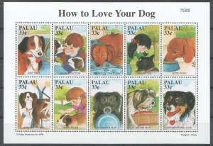 Pk047 1999 Palau Pets How To Love Your Dog 1Kb Mnh Stamps