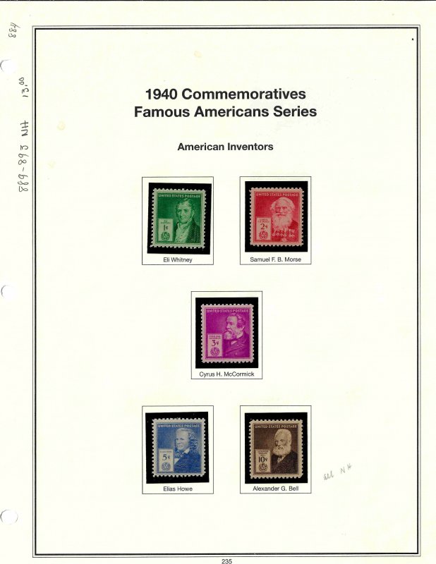 859-893 Mint,OG,NH... SCV $34.00... Nice set