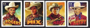 United States #4446-49 44¢ Cowboys of the Silver Screen (2010). 4 singles. MNH