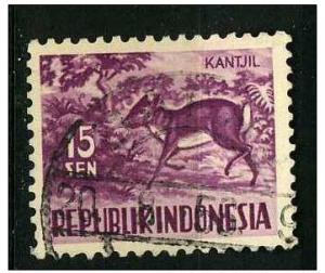 Indonesia 1956 - Scott 426 used - 15s, Animals, Chevrotain 
