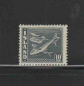 ICELAND #221b 1940 10a HERRING PERF. 14X13 1/2 MINT VF LH O.G