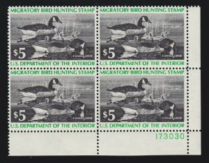 US RW43 $5 1976 Federal Duck Stamp Mint Plate #173030 Block of 4 OG NH SCV $60