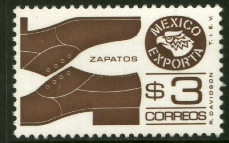 MEXICO Exporta 1118a, $3P Shoes Prf 11 1/2 Unwmkd Paper 7. MINT, NH. VF.