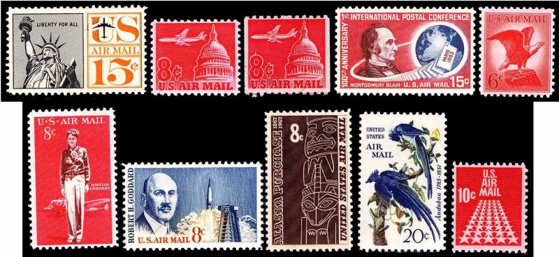 US. #C63-72 Commemorative Airmail Issues - OGNH - VF - CV$3.60 (ESP#0808) 