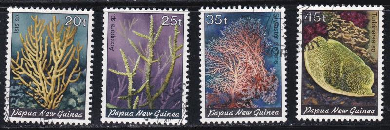 Papua New Guinea # 588-591, Corals, Used Set, 1/2 Cat.