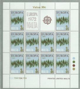 Malta #451 3c 1972 Europa Sheet of 10  (MNH)
