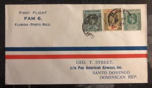 1929 St Johns Leeward Island First Fight Cover FFC To Dominican Republic Fam 6