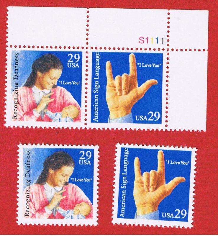 #2783-2784 MVFNH OG Sign Language Pair & Singles  Free S/H 