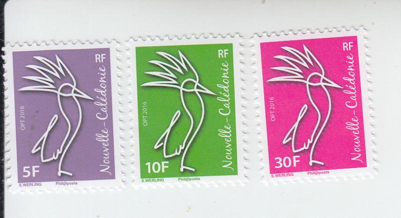 2016 New Caledonia Werling Cagou Bird (3)  (Scott 1219-21) MNH