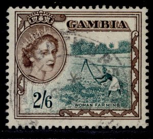 GAMBIA QEII SG181, 2s 6d deep bluish green & sepia, FINE USED.