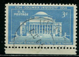 1029 US 3c Columbia University, used cv $.20