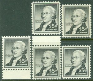 EDW1949SELL : USA 1956 Scott #1053. 5 stamps. Very Fine, Mint NH. Catalog $250.