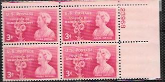 United States #977 MNH Plate Block. Moina Michael - Poppy