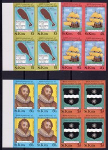 St.Kitts 1985 Sc#173/176 SIR FRANCIS DRAKE/SHIP/CHRISTMAS Block 4 IMPERFORATED